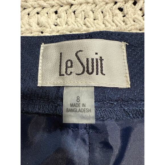 Le Suit Dress Pants Trousers Pleated Womens Sz 8 Blue Fully Lined - Picture 2 of 12